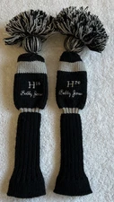 2 Bobby Jones H16 & H20 Knit Hybrid Pom-Pom Head Covers , Black White VGC