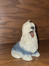 Vintage Old English sheepdog Statue Unused New Dog candle OES Tongue Out!