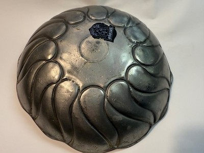 Gecazo 92% Tin Etain (Pewter) dish.  8'' diameter bowl.  Vintage and hand crafted