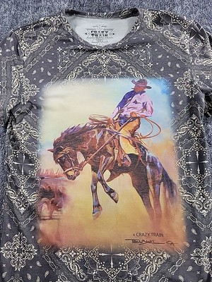 Crazy Train Cowboy Western T-Shirt Women's Small Short Sleeve