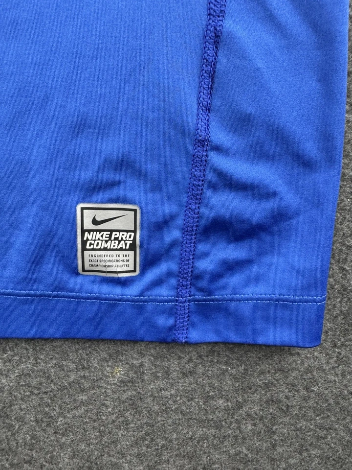 Nike Pro Combat Shirt Mens Size XL Royal Blue Short Sleeve Dri Fit Fitted Top - Image 4 of 4