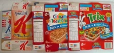 2004 Kellogg's Special K & GM Trix & 03 Cinnamon Toast Crunch Cereal Bar Boxes
