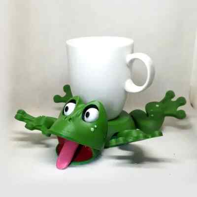 Funny Frog 3D Printed Coaster | Adorable Cup Holder with Moving Head & Feet |