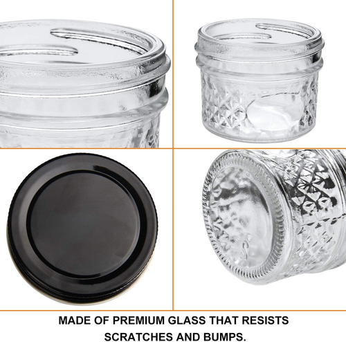 4 Oz Glass Jars with Lids(Black),Small Clear Canning Jars for Caviar,Herb,Jelly, - Picture 3 of 8