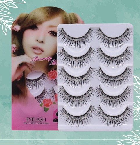 10Pairs Color Glitter Cosplay False Eyelashes Thick Cross Makeup Long Lashes820# - Picture 23 of 23