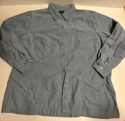 Vintage LL Bean Womens XL Light Blue Corduroy Button Down Shirt 0UP08
