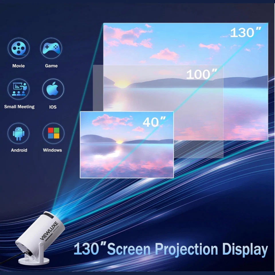 Viewluxe - HY300 PRO Projector 4K Android 11 Dual Wifi6 BT 5.0 260 ANSI 1080P - Image 4 of 4