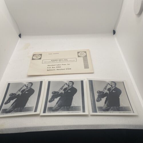 Tony Pastor 3 x photos de presse originales avec enveloppe Maryland rare photographie jazz - Photo 1/1