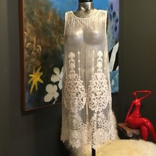 Free People Womens Mini Dress Lace Princess Fairy Coquette Romantic ivory sz S