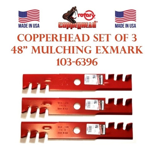 Copperhead Set of 3 Exmark 48" Heavy Duty Mulching Gator Blades 16 1/4