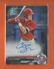 2017 BOWMAN CHROME PROSPECT COLE STOBBE ON CARD AUTO #CPA-CS PHILLIES (A)