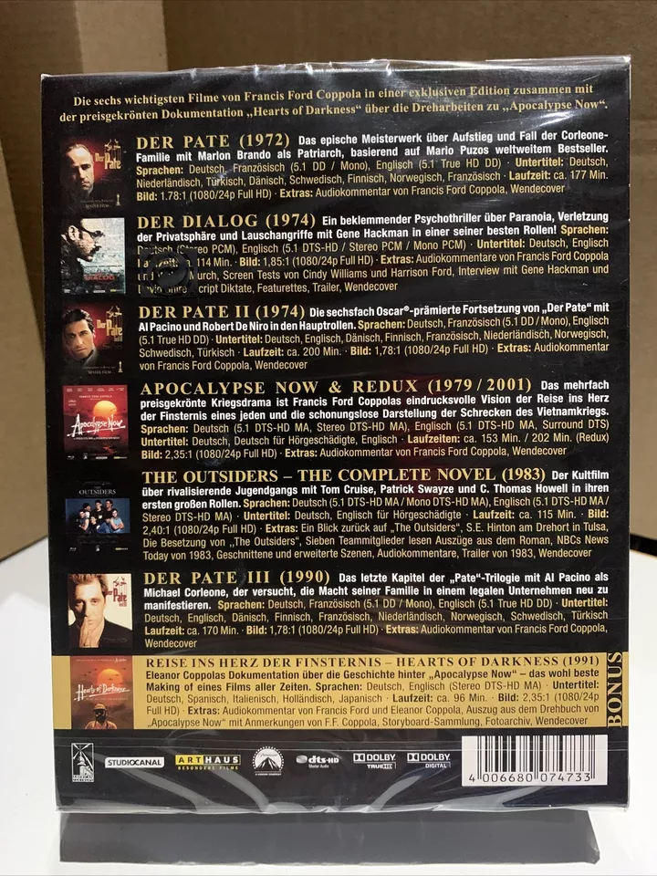 Francis Ford Coppola Collection Bluray Der Pate The Outsiders Apokalypse Now Ovp - Bild 2 von 2