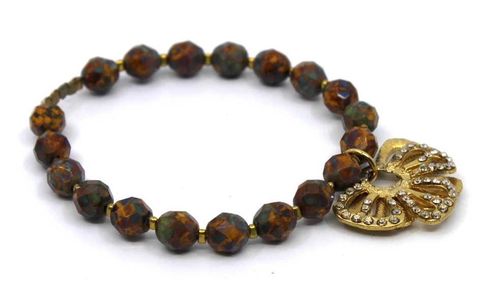 Brazalete Brazalete Bead & Swarovski Cristal Susurros Estacionales Marrón/Verde #56 Foto 2 de 4