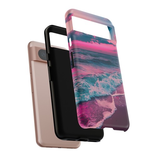 For iPhone | Samsung Galaxy | Pixel Phone Case - Pink Tranquil Beach Waves Neon - 第 185/191 張圖片
