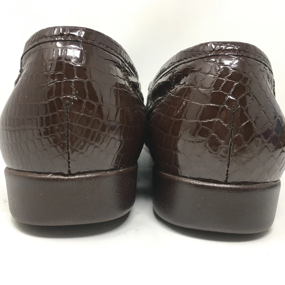 Zapatos Mocasines SAS Simplify Para Mujer Talla 9.5 2E Marrón Charol Estampado Cocodrilo Foto 4 de 4