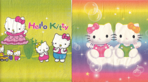 2 serviettes en papier déjeuner serviettes (H6-48) deux motifs différents Hello Kitty.. - Photo 1/1