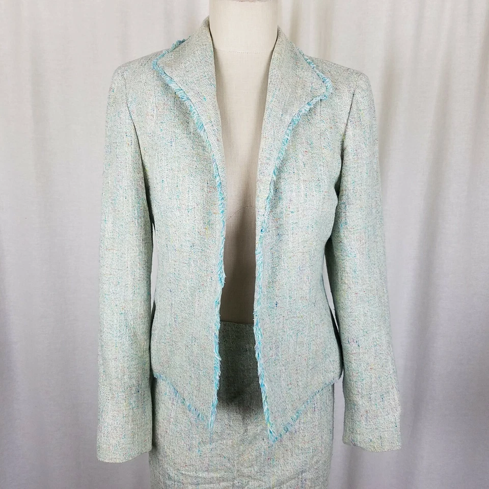 Garfield Marks Gabrielle Chaqueta Flecos Falda Traje Conjunto Blazer Mujer 4 6 Seda Foto 2 de 4