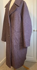 Per Una Wool Mix Coat Sz16 Fabric Brunetto Morganti Plum Purple Herringbone
