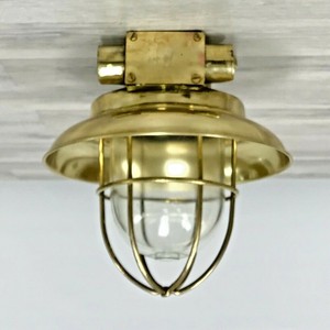 Details About Brass Nautical Ceiling Light W Brass Cage Cover