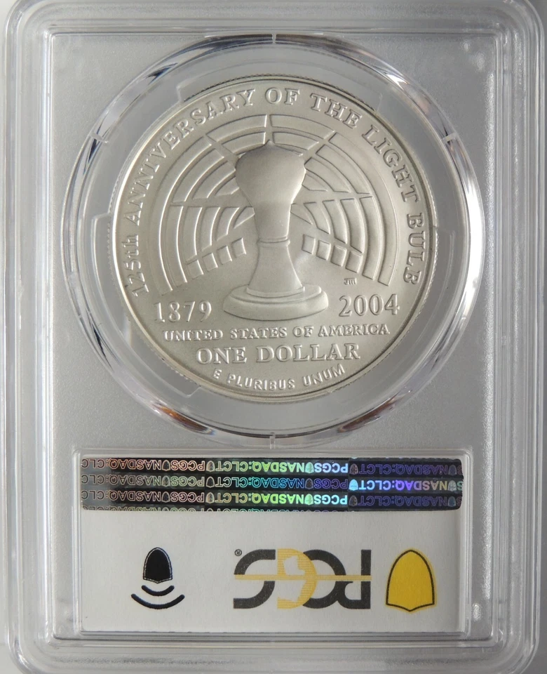 2004-P $1 THOMAS EDISON COMMEMORATIVE SILVER DOLLAR PCGS MS70 #43080901 TOP POP! - Image 2 of 4