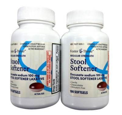 F&T Stool Softener Docusate Sodium 100mg Softgels 100ct ( 2 PACK ) __