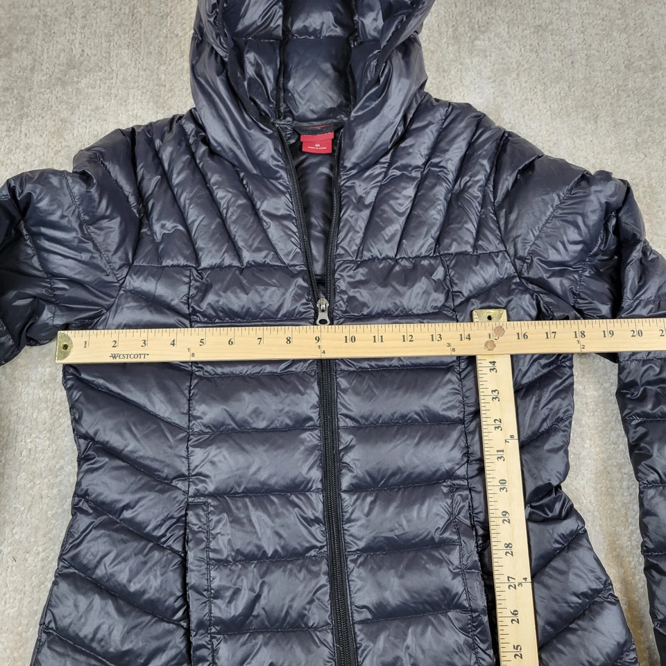 Chaqueta acolchada Merona Down para mujer M negra cremallera completa ligera con capucha empaquetable Foto 4 de 4