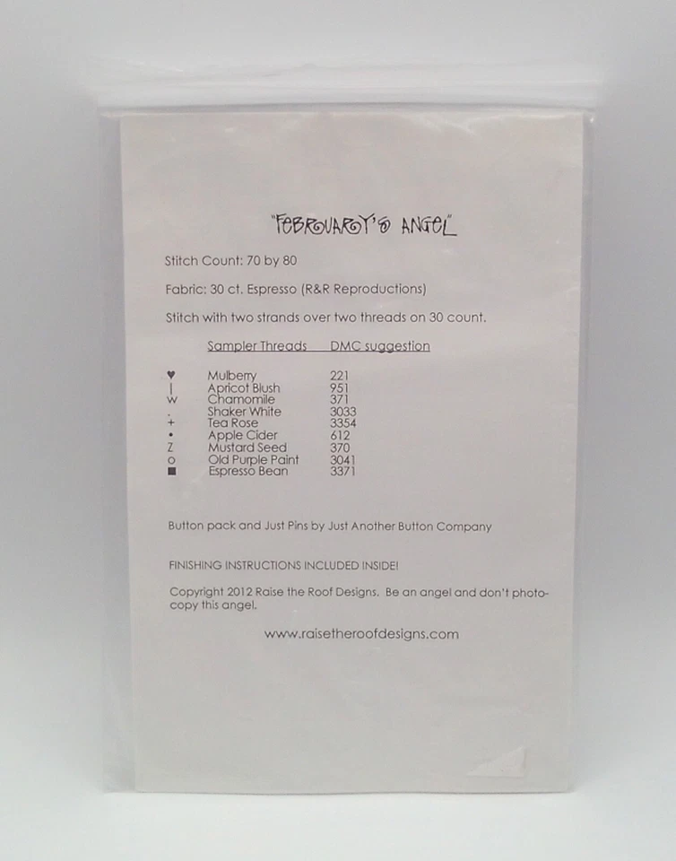 Raise the Roof Design "February's Angel" Cross Stitch Pattern - Image 2 of 2