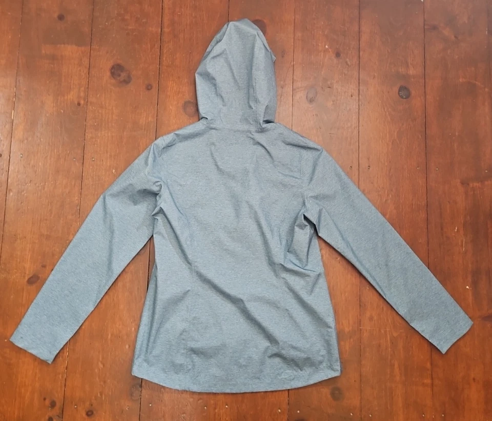Chaqueta impermeable pequeña 32 Degrees Cool para mujer con capucha verde azulado Gorpcore senderismo A4 Foto 2 de 4