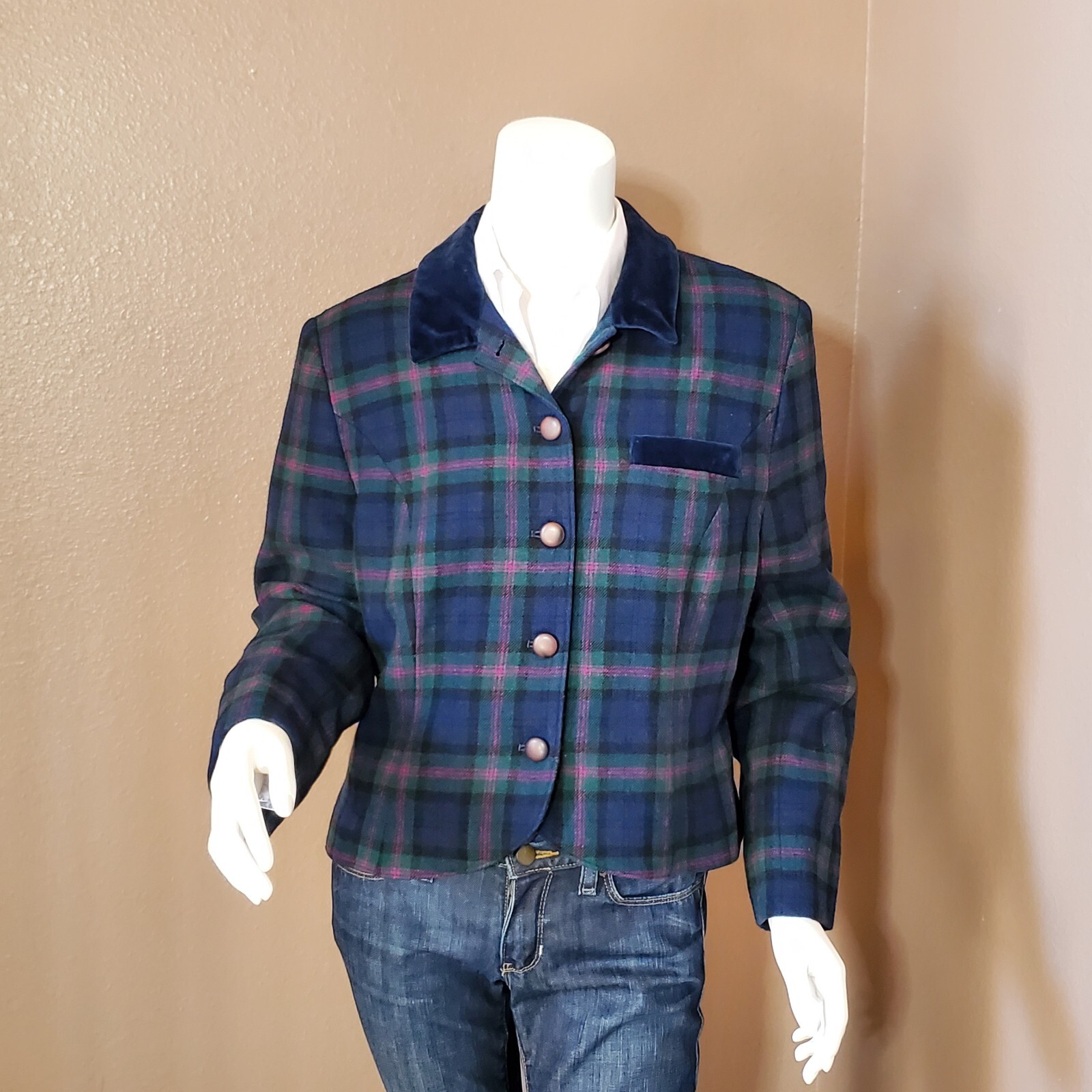 VTG PENDLETON wool plaid cropped jacket size 12P - image 1