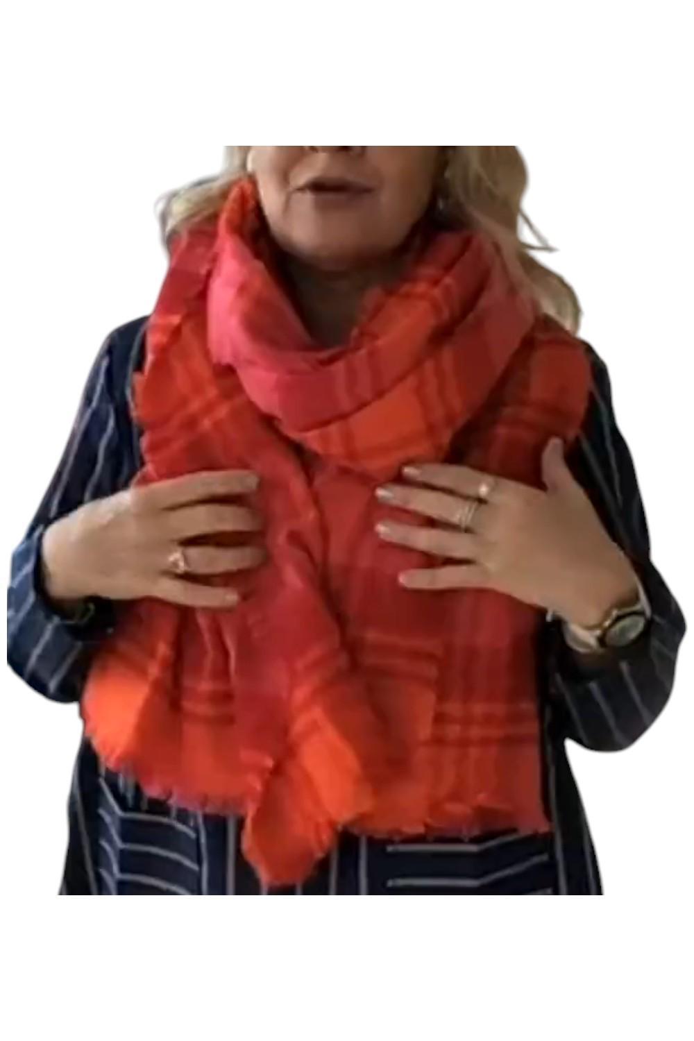 Исаак Мизрахи жив! Женское клетчатое одеяло-шарф красного цвета