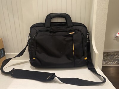 Targus | Black Laptop Messenger Bag w/ Shoulder Strap - Yellow Accents