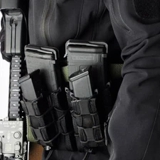 Tactical Molle Double Magazine Pouch for 9mm Pistol & 5.56 7.62 Rifle Mag Holder