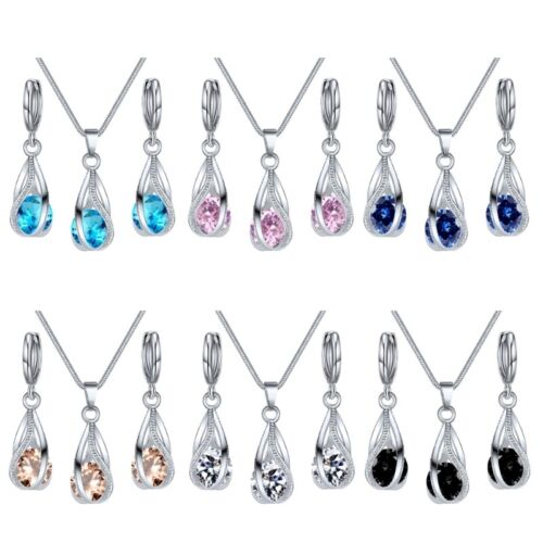 Exquisite Jewelry Set Teardrop Pendant Necklace Dangle Earrings Alloy Material - Picture 1 of 14