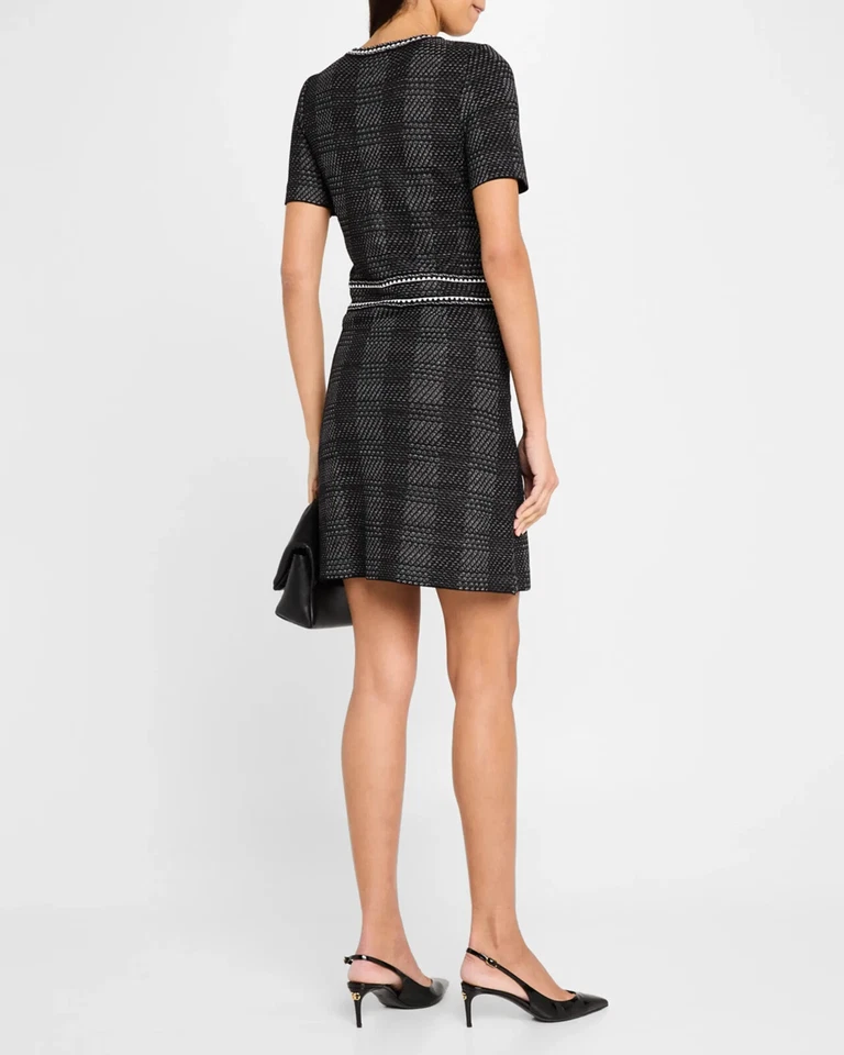 Vestido vaquero Misook negro blanco audaz tejido a cuadros grande $378 Foto 2 de 3