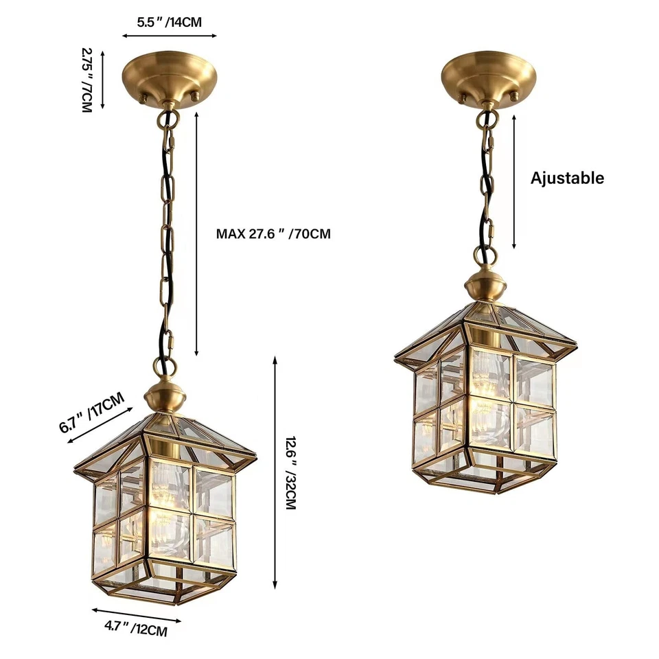 Mi Copper Brass Outdoor Pendant Light 12.6in Exterior Lantern Hanging Light F... - Image 4 of 4