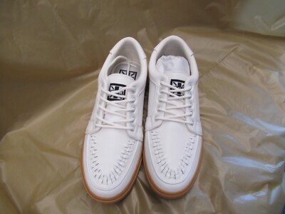 T.U.K White Leather No-Ring VLK Sneakers White M8/W10 Model A9185 New In Box