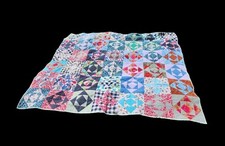 Vintage Pensilvania Hand Stitch Colorful boho MCM Cottagecore Quilt 70"x77"