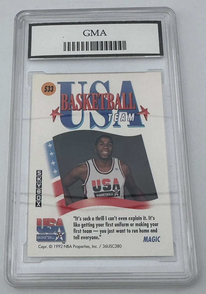 1991 Skybox Magic Johnson USA #533 Dream Team BARCELONA GMA GEM MINT 10 - Image 3 of 4