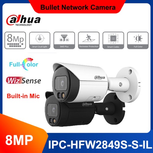 Dahua 8MP IP Camera Full-color MIC PoE SMD IVS IP67 Dual Light IPC-HFW2849S-S-IL