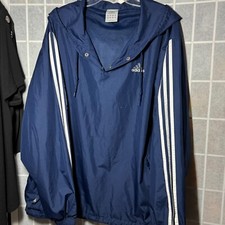 Adidas MEN 3 STRIPE WARM UP TRICOT TRACK JACKET BLUE/WHITE FULL ZIP POCKETS SZ L