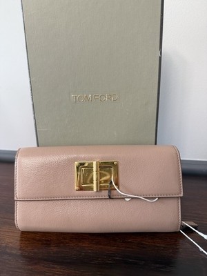 Tom Ford Natalia Continental Wallet Nude Beige | Gold Turn Lock | Box + Insert