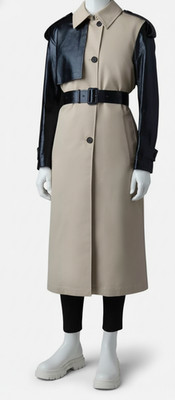 Mackage Women's Beige Leiko Mixed Media Trench Coat Size M