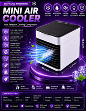 Desktop USB Air Cooler Portable Cooling Fan LED Light Humidifier For Home Office