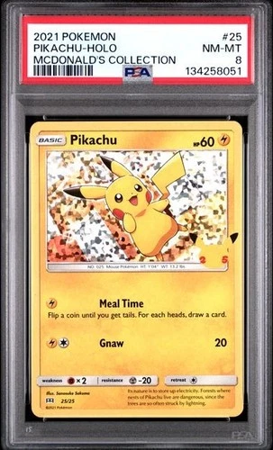 2021 Pokémon #25 Pikachu Holo McDonald's Collection 25th Anniversary PSA 8 NM-MT