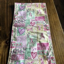 Breast Cancer Awareness Table Runner Pink Ribbons Hope 70”