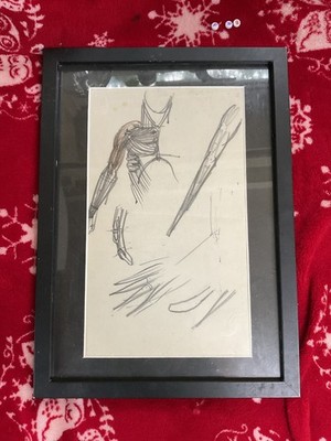 RARE ORIGINAL DRAWING SKETCH ART , FASHION OR MEDICAL ANATOMY FIGURE  , VINTAGE