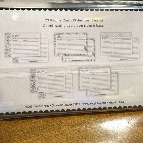 Pack of 25 Recipe Cards 4X6 Gray Minimalist Floral - Picture 4 of 4