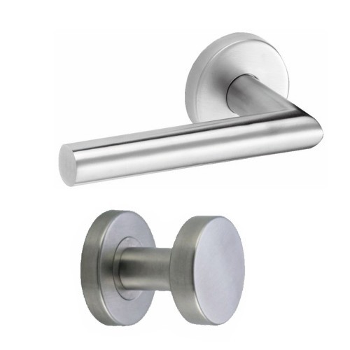 Poignées palière Linox Vachette inox pour porte blindée de sécurité gauche