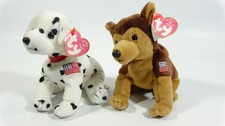 Ty Beanie Baby Rescue Dalmatian FDNY  Courage German Shepherd NYPD With Tags