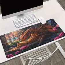 40 90cm1pc Dragon in Flower Forest XXL Gaming Mouse Pad - Non-Slip Rubber Base,